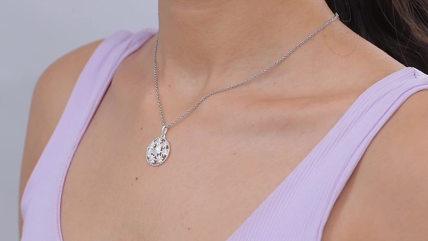 D'Joy Butterfly Pendant in 18K Vermeil Yellow Gold Over Sterling Silver with Stainless Steel Necklace 20 Inches