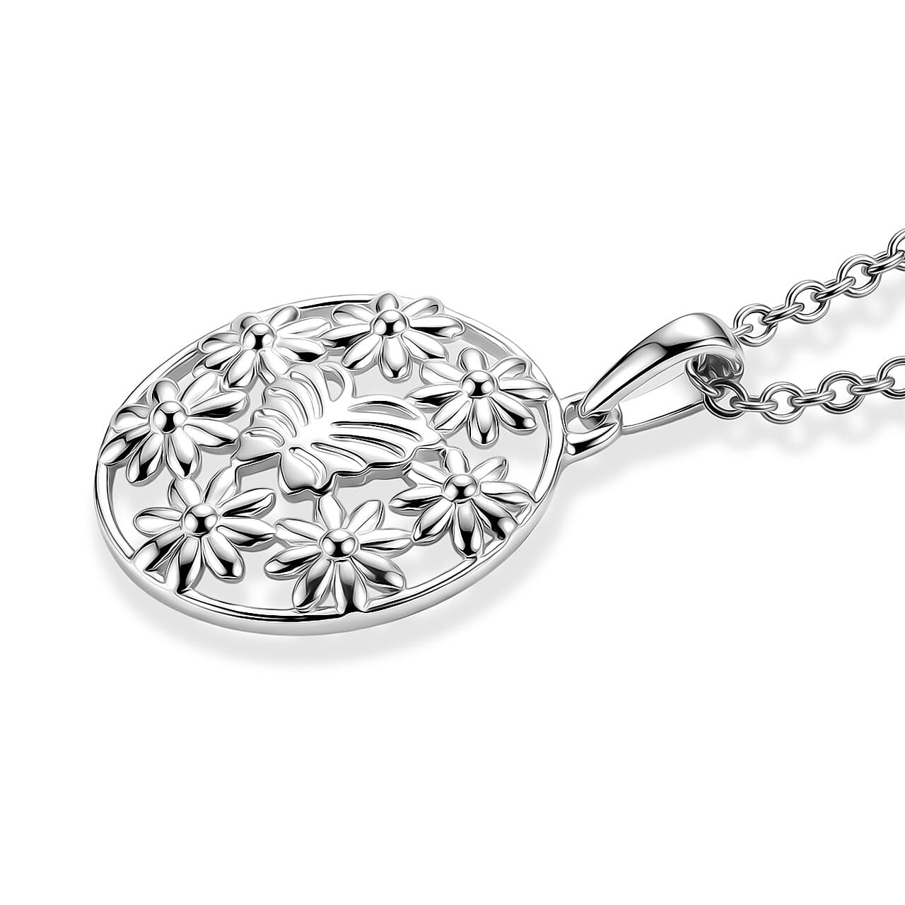 D'Joy Butterfly Pendant in 18K Vermeil Yellow Gold Over Sterling Silver with Stainless Steel Necklace 20 Inches