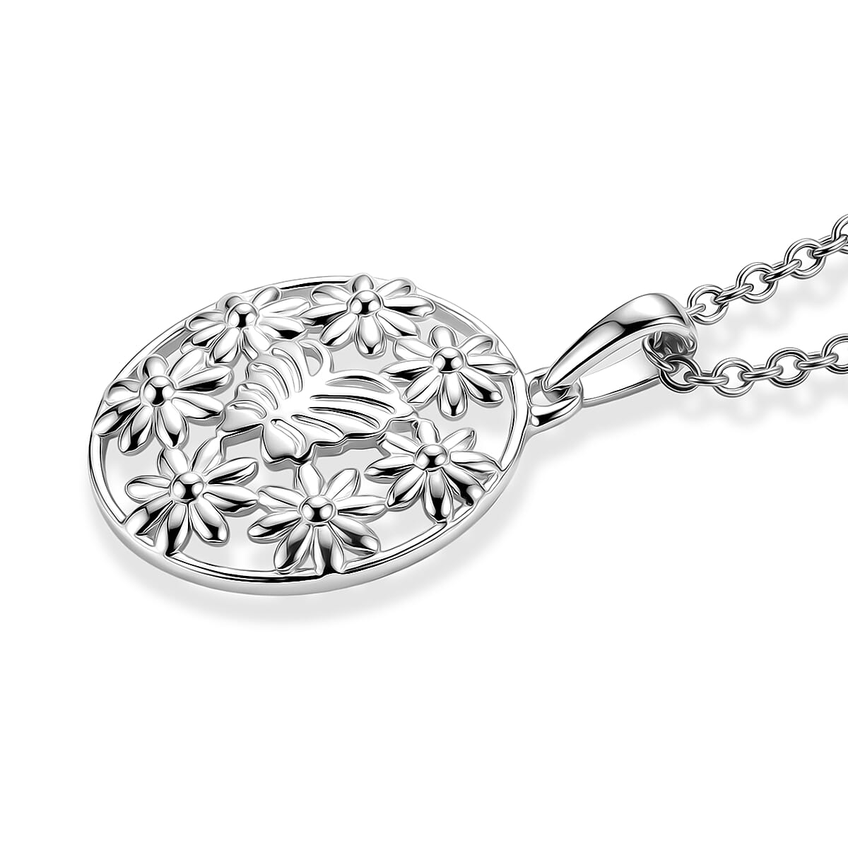 D'Joy Butterfly Pendant in 18K Vermeil Yellow Gold Over Sterling Silver with Stainless Steel Necklace 20 Inches image number 3