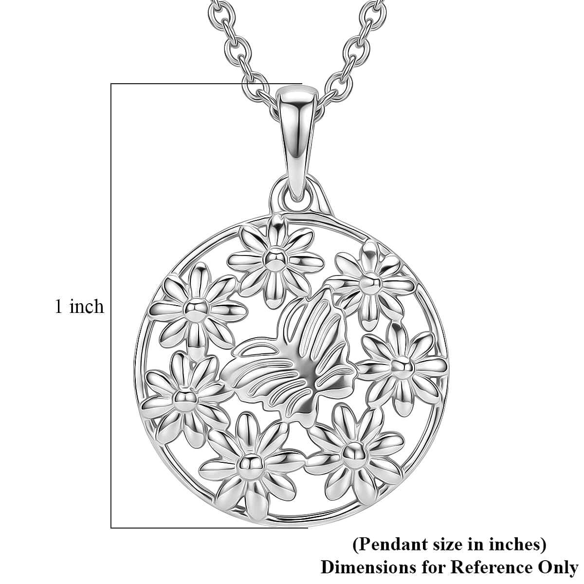 D'Joy Butterfly Pendant in 18K Vermeil Yellow Gold Over Sterling Silver with Stainless Steel Necklace 20 Inches