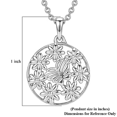 D'Joy Butterfly Pendant in 18K Vermeil Yellow Gold Over Sterling Silver with Stainless Steel Necklace 20 Inches
