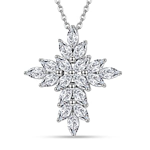 D'Joy White Topaz 3.40 ctw Pendant Necklace in Rhodium Over Sterling Silver 20 Inches 