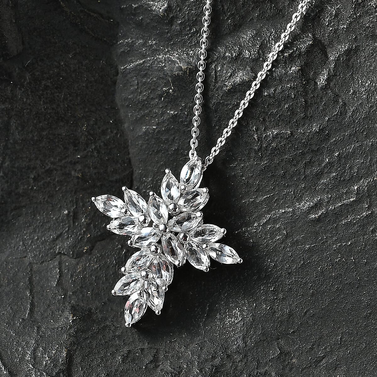 D'Joy White Topaz 3.40 ctw Pendant Necklace in Rhodium Over Sterling Silver 20 Inches  image number 1