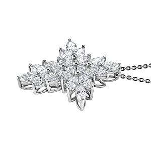 D'Joy White Topaz 3.40 ctw Pendant Necklace in Rhodium Over Sterling Silver 20 Inches 