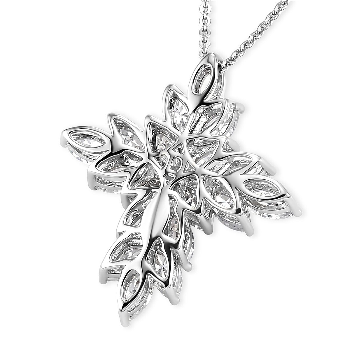 D'Joy White Topaz 3.40 ctw Pendant Necklace in Rhodium Over Sterling Silver 20 Inches  image number 4