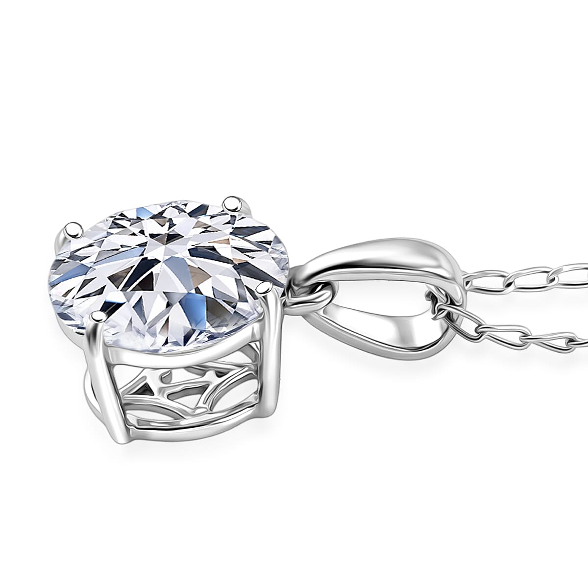 950 Platinum Luxuriant Lab Grown Diamond (E-F, VS) Pendant Necklace (20 Inches) 4.00 ctw