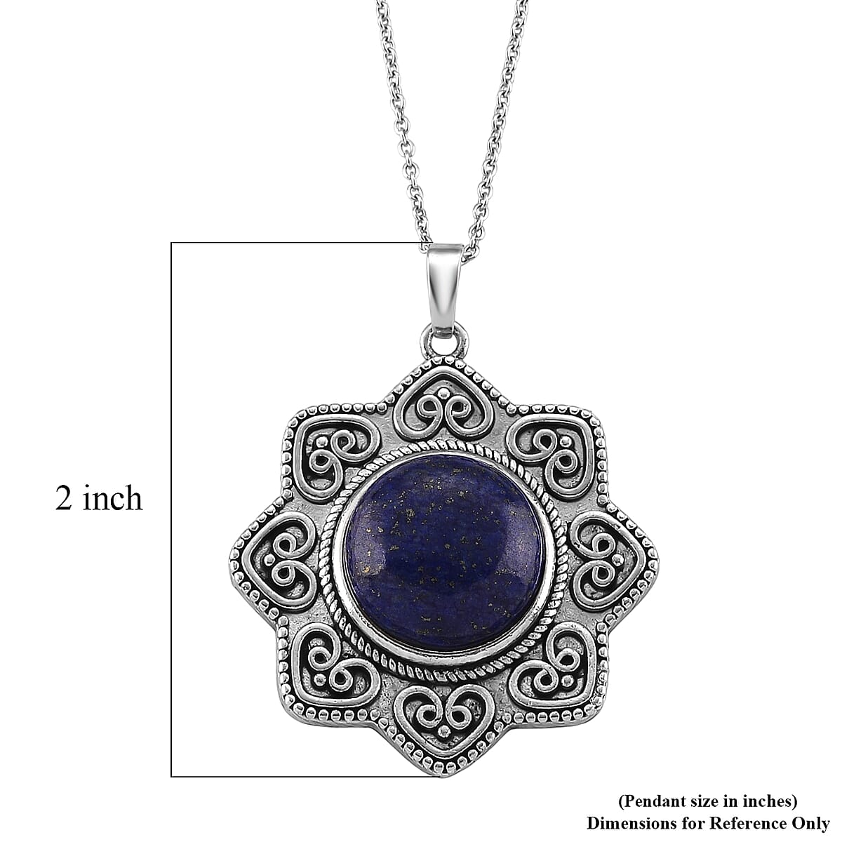 Lapis Lazuli 38.00 ctw Pendant in Silvertone with Stainless Steel Necklace 20 Inches image number 6