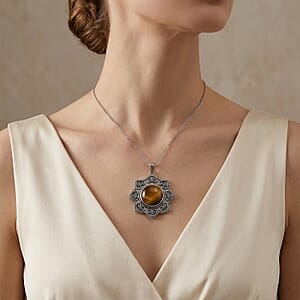 African Amethyst 38.00 ctw Pendant in Silvertone with Stainless Steel Necklace 20 Inches