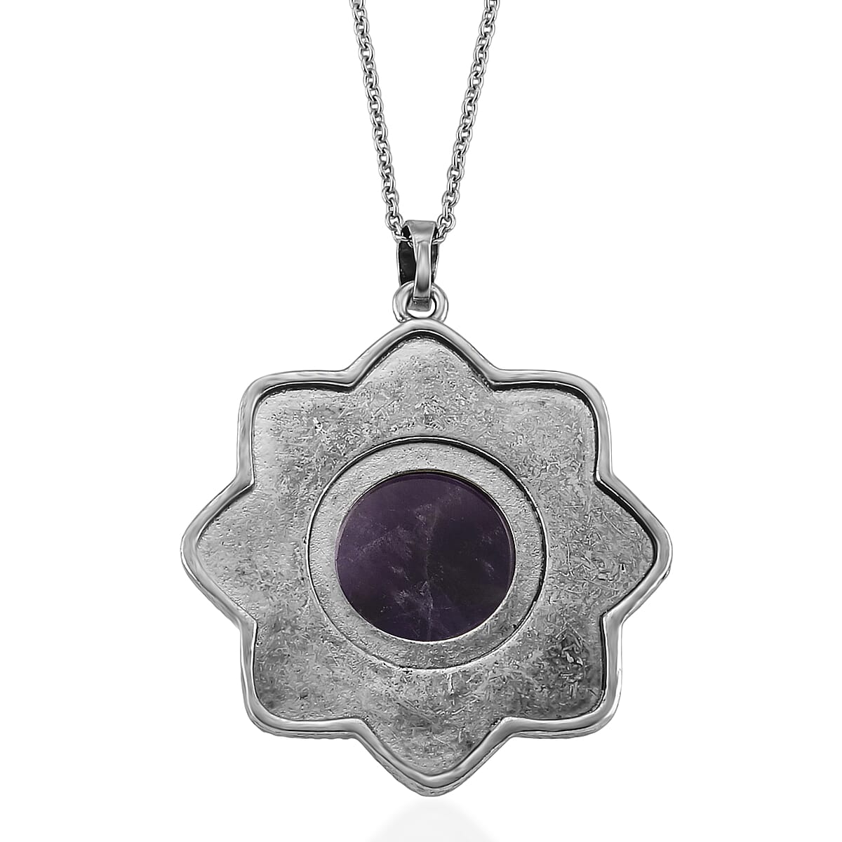 African Amethyst 38.00 ctw Pendant in Silvertone with Stainless Steel Necklace 20 Inches image number 4