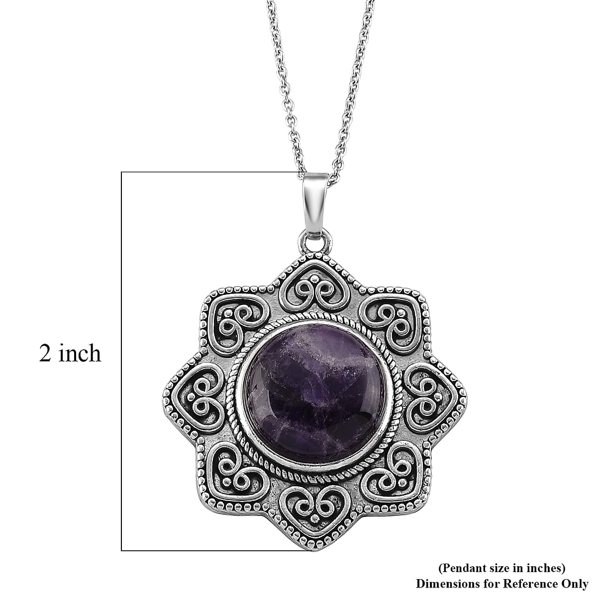 African Amethyst 38.00 ctw Pendant in Silvertone with Stainless Steel Necklace 20 Inches image number 6