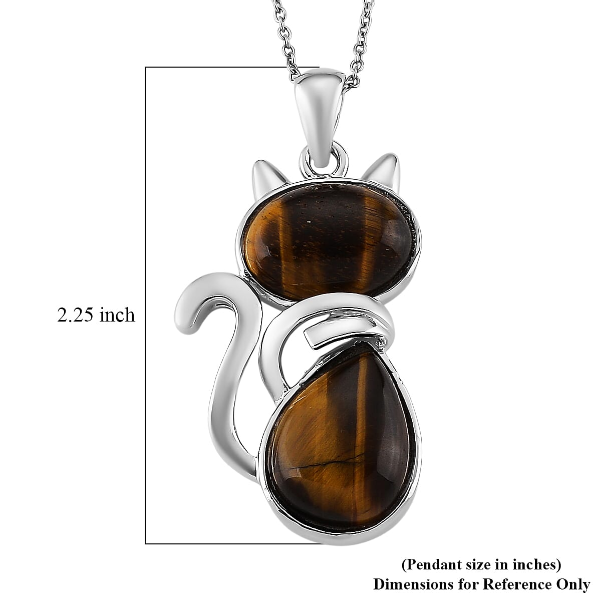 Yellow Tiger's Eye 33.00 ctw Pendant in Silvertone with Stainless Steel Necklace 20 Inches image number 6