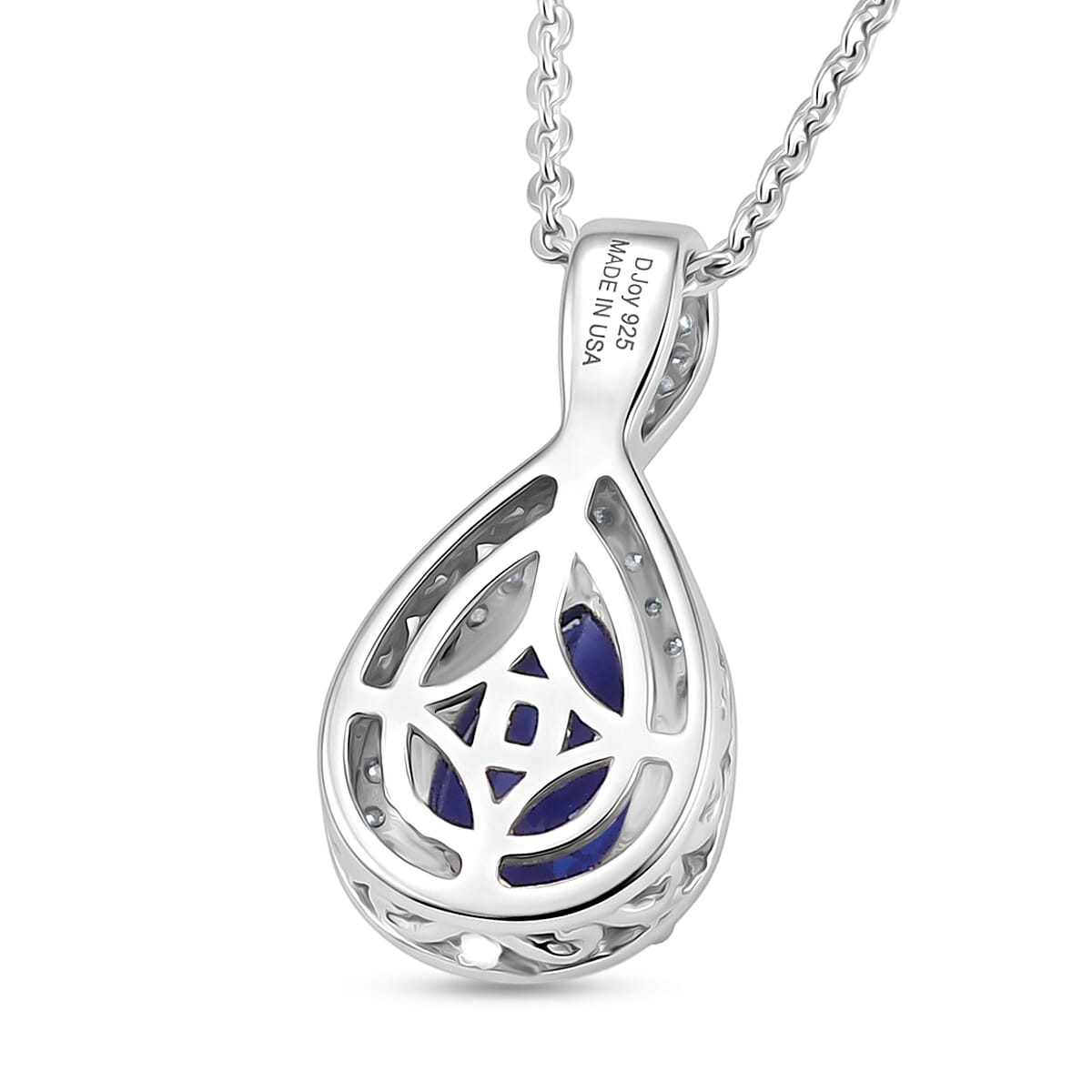 D'Joy Premium Tanzanite and Moissanite 1.60 ctw Infinity Halo Pendant Necklace in Rhodium Over Sterling Silver 20 Inches  image number 4