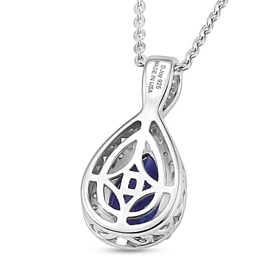D'Joy Premium Tanzanite and Moissanite 1.60 ctw Infinity Halo Pendant Necklace in Rhodium Over Sterling Silver 20 Inches