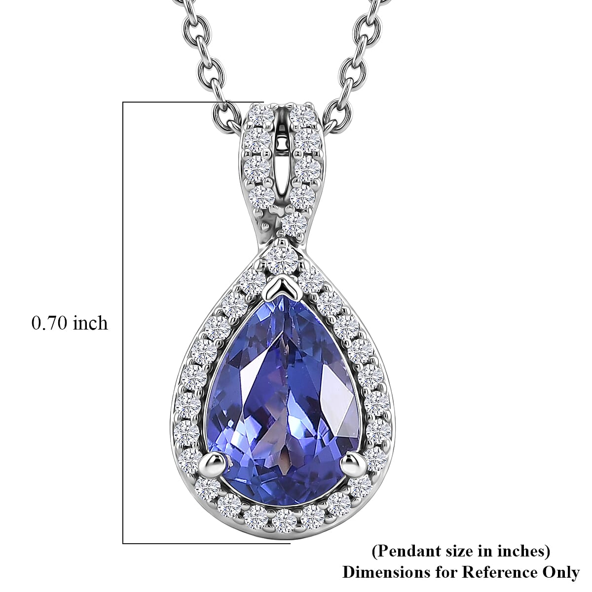 D'Joy Premium Tanzanite and Moissanite 1.60 ctw Infinity Halo Pendant Necklace in Rhodium Over Sterling Silver 20 Inches  image number 5