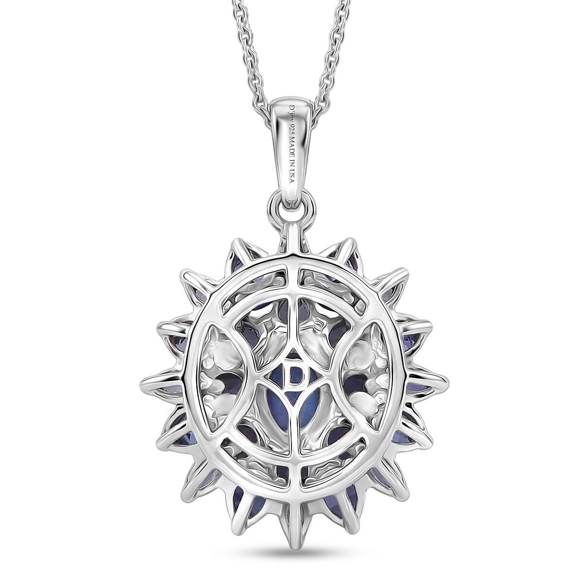 D'Joy Tanzanite 3.50 ctw Royal Flower Spark Pendant Necklace in Rhodium Over Sterling Silver 20 Inches  image number 4