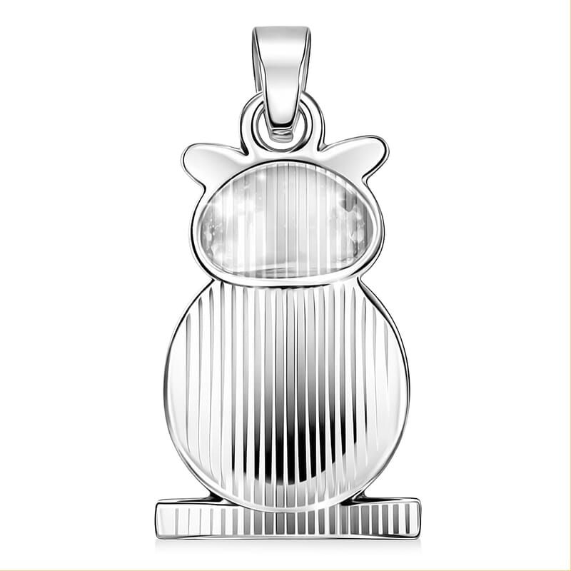 Sodalite 8.00 ctw Small Owl Pendant in Silvertone with Stainless Steel Necklace (20 Inches)