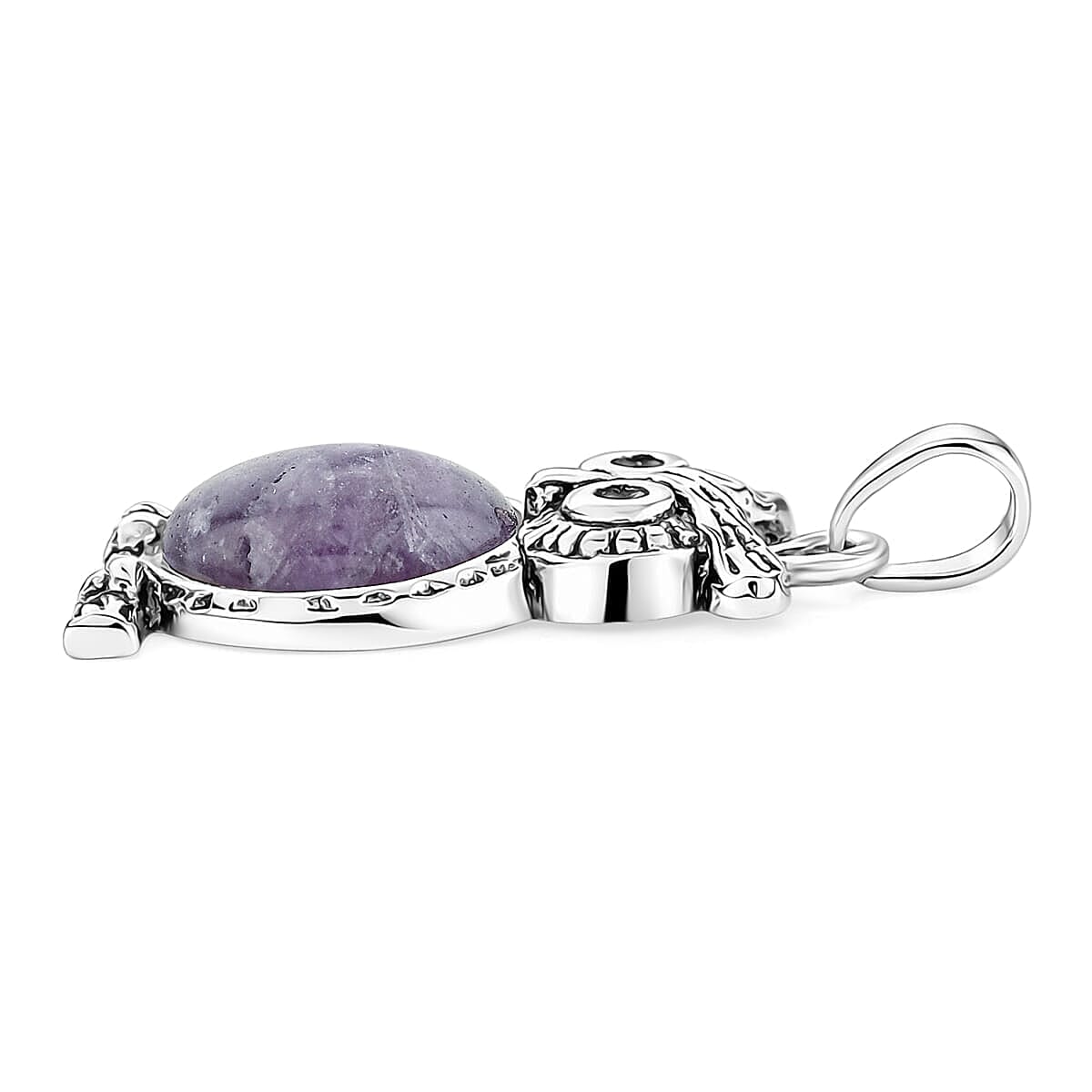 Amethyst 8.00 ctw Small Owl Pendant in Silvertone with Stainless Steel Necklace (20 Inches) image number 3