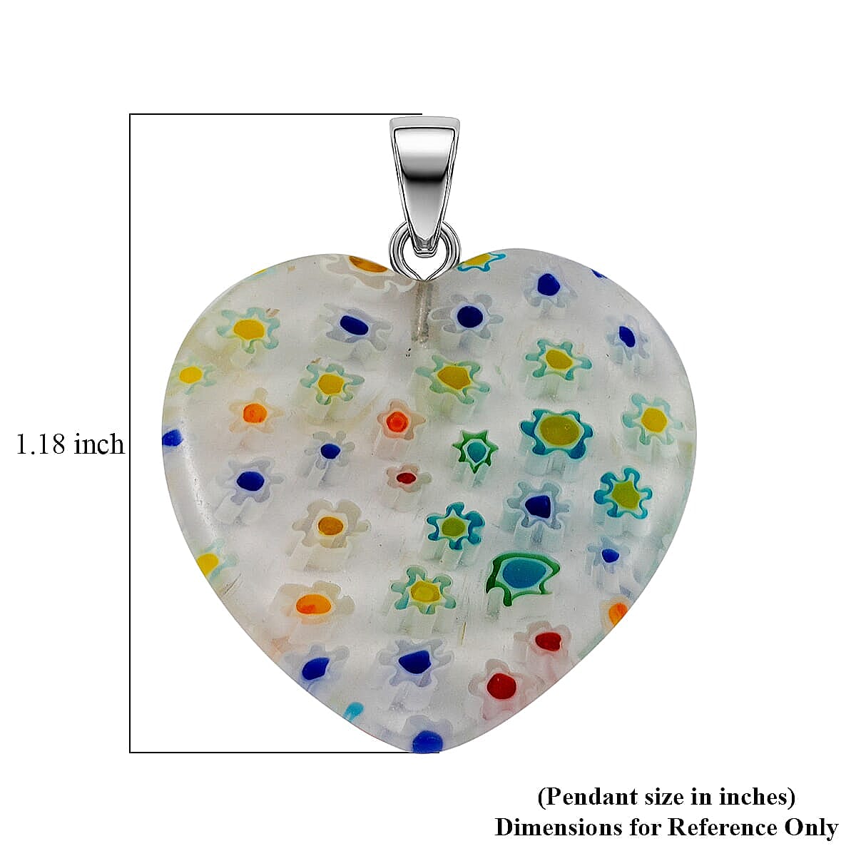 Clear Rainbow Murano Style Heart Pendant in Silvertone with Stainless Steel Necklace (20 Inches) image number 4