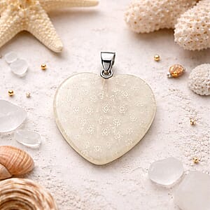Clear White Murano Style Heart Pendant in Silvertone with Stainless Steel Necklace (20 Inches)