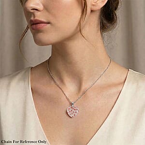 Clear Red Murano Style Heart Pendant in Silvertone with Stainless Steel Necklace (20 Inches)