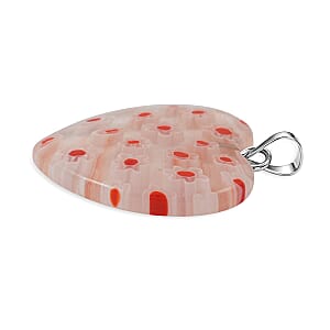 Clear Red Murano Style Heart Pendant in Silvertone with Stainless Steel Necklace (20 Inches)