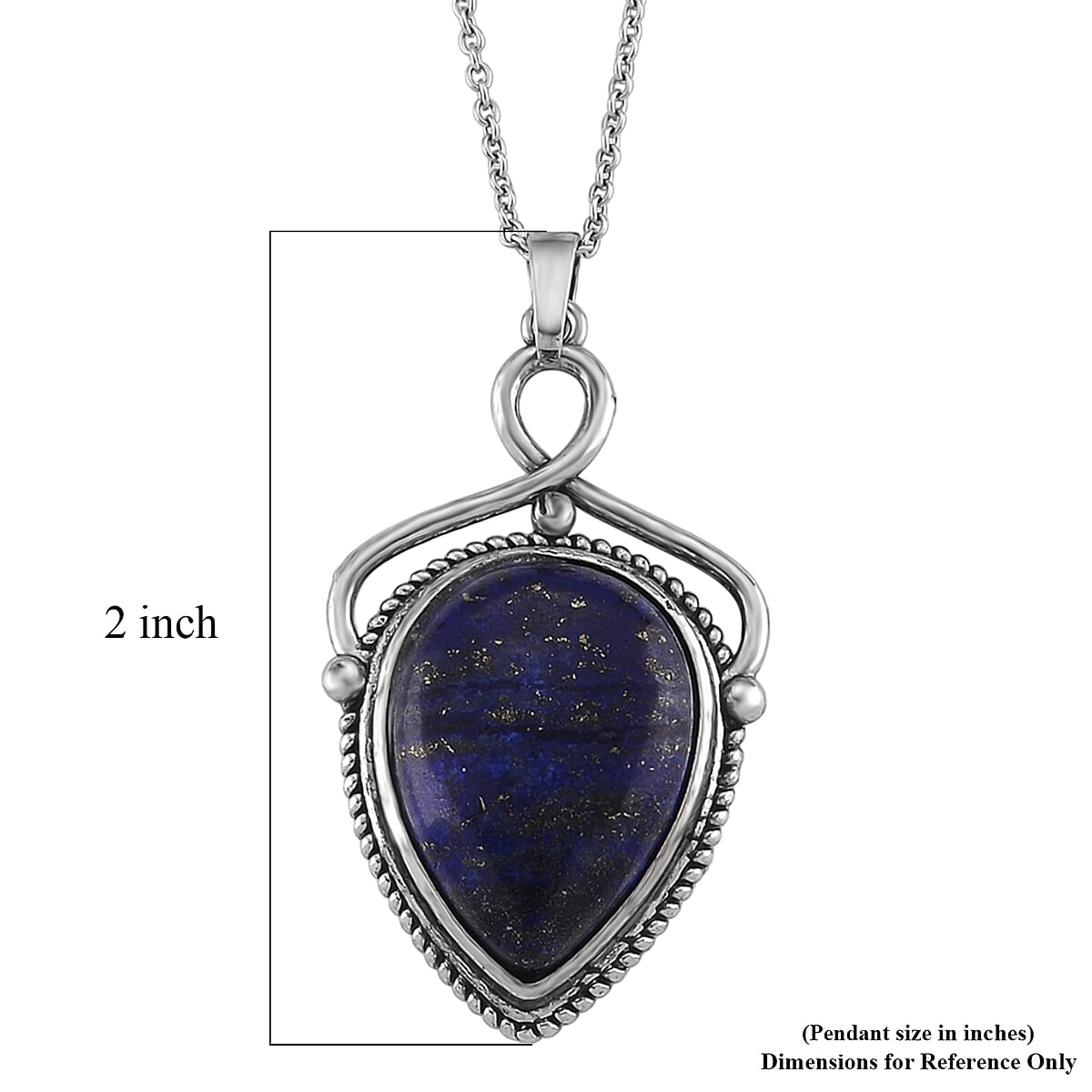 Lapis Lazuli 25.00 ctw Pendant in Silvertone with Stainless Steel Necklace 20 Inches image number 6