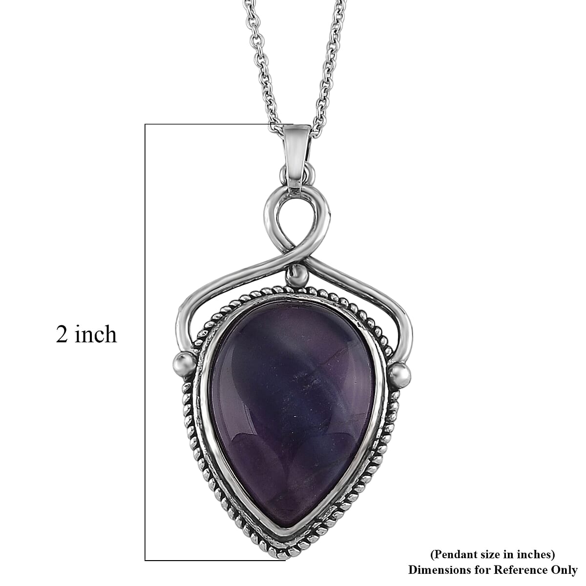 Fluorite 25.00 ctw Pendant in Silvertone with Stainless Steel Necklace 20 Inches image number 6