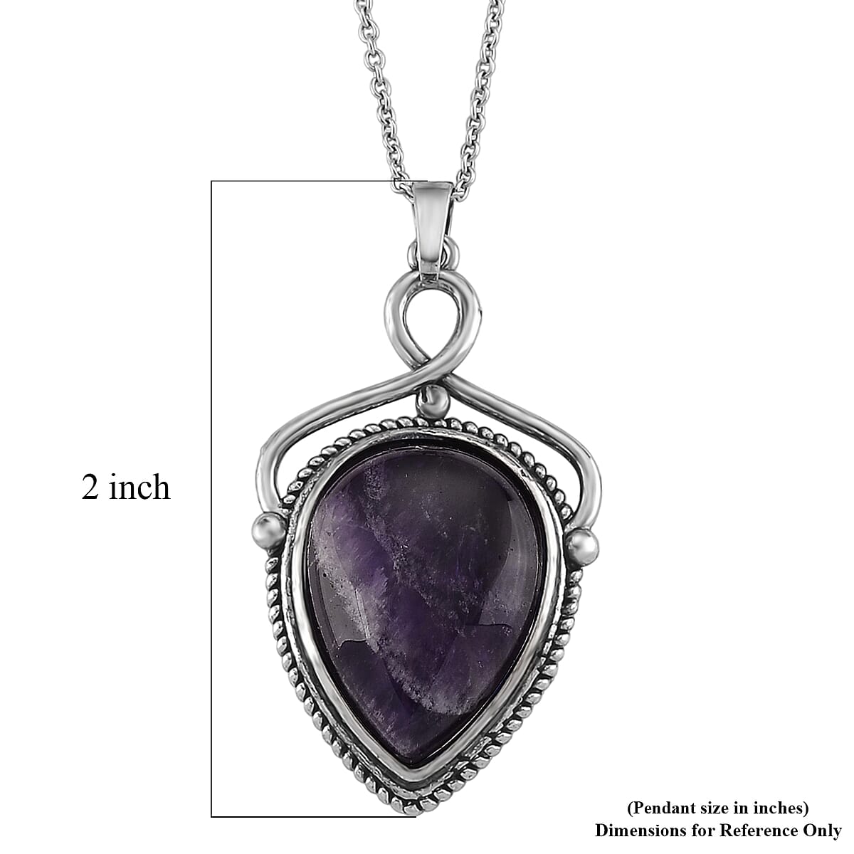 African Amethyst 25.00 ctw Pendant in Silvertone with Stainless Steel Necklace 20 Inches image number 6