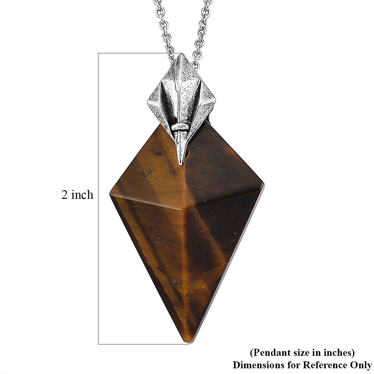 Yellow Tiger's Eye Pendant in Silvertone with Stainless Steel Necklace (20 Inches) image number 6