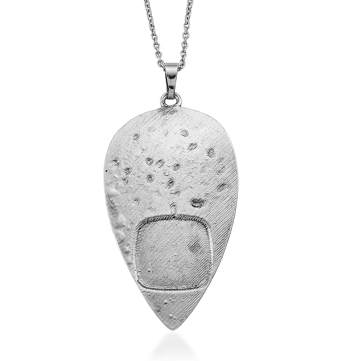 Opalite 15.00 ctw Pendant in Silvertone with Stainless Steel Necklace 20 Inches
