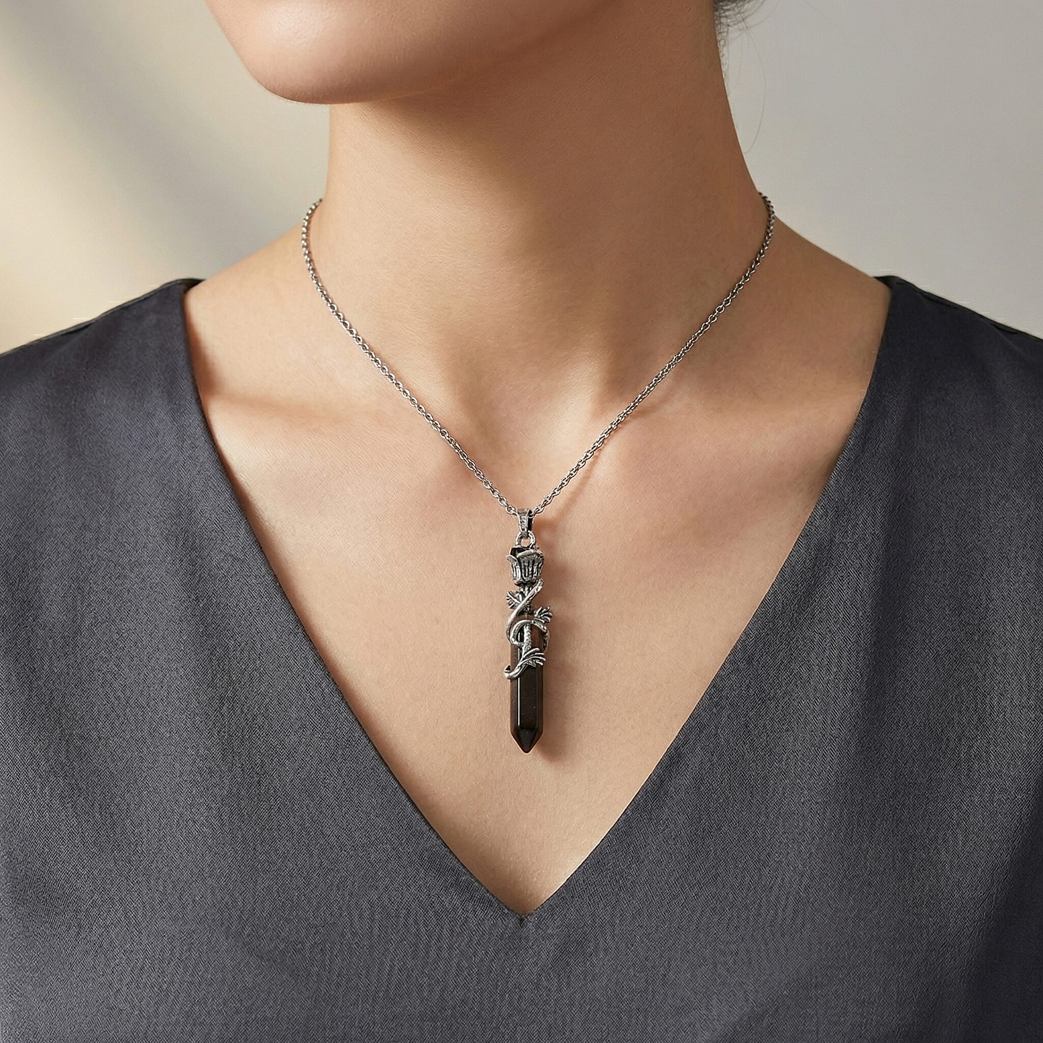 Yellow Tiger's Eye 23.00 ctw Pendant in Silvertone with Stainless Steel Necklace 20 Inches