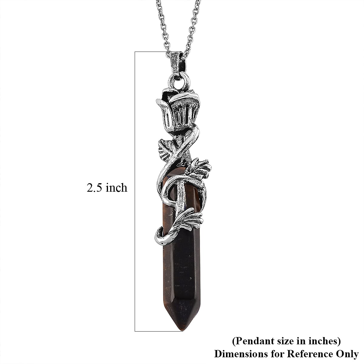 Yellow Tiger's Eye 23.00 ctw Pendant in Silvertone with Stainless Steel Necklace 20 Inches