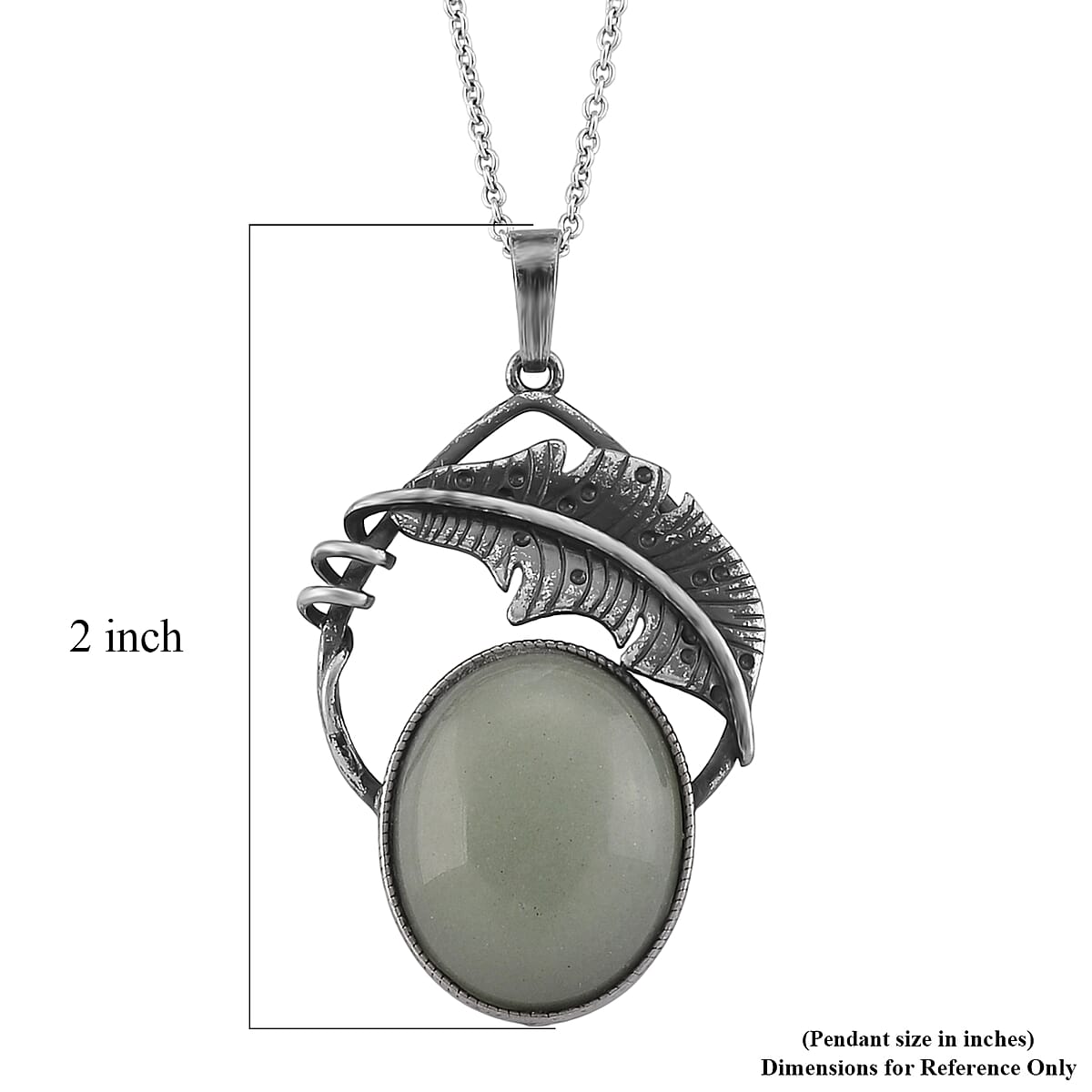 Green Aventurine 28.00 ctw Pendant in Silvertone with Stainless Steel Necklace 20 Inches image number 6