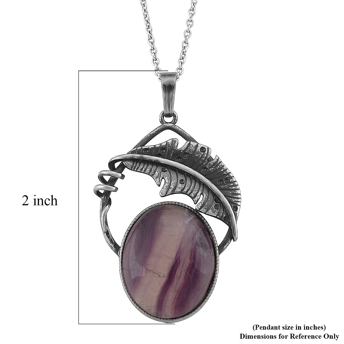 Fluorite 28.00 ctw Pendant in Silvertone with Stainless Steel Necklace 20 Inches image number 6