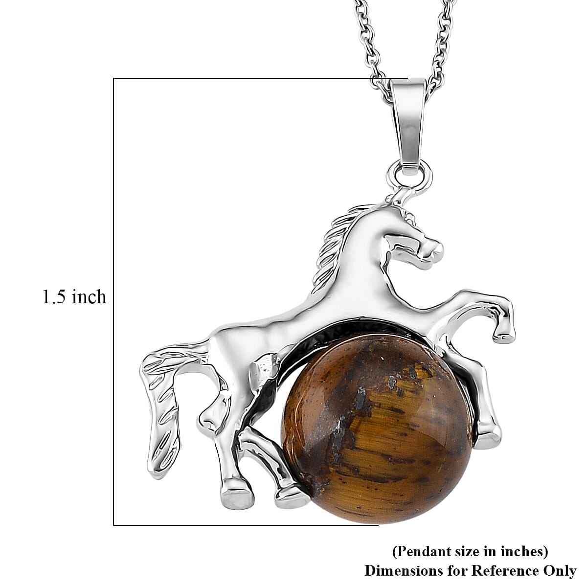 Yellow Tigers Eye 38.00 ctw Pendant in Silvertone with Stainless Steel Necklace 20 Inches