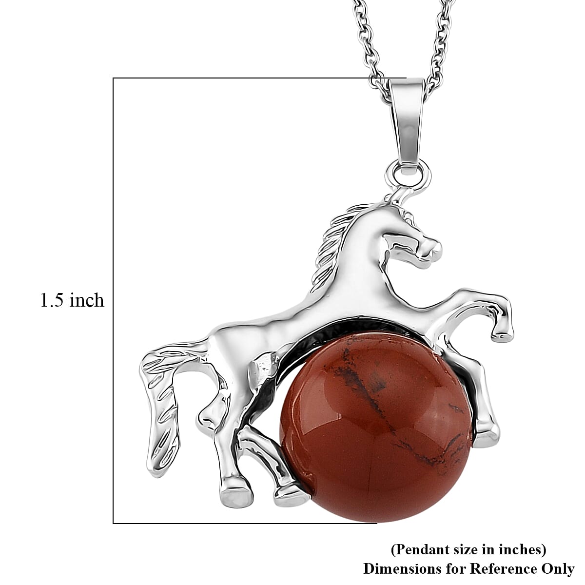 Red Jasper 38.00 ctw Pendant in Silvertone with Stainless Steel Necklace 20 Inches image number 5