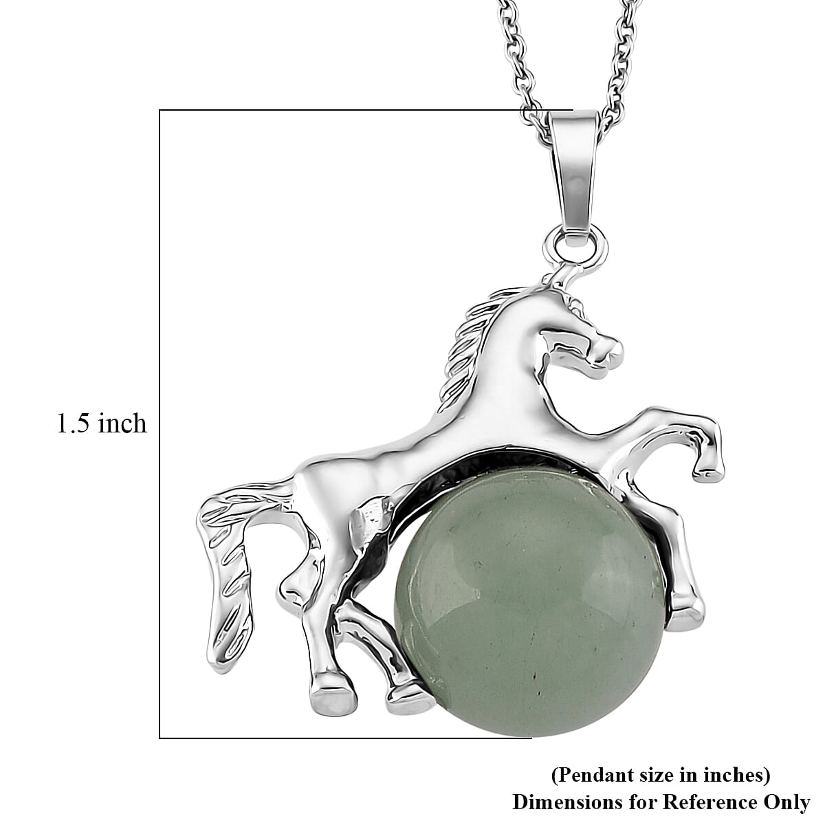 Green Aventurine 38.00 ctw Pendant in Silvertone with Stainless Steel Necklace 20 Inches image number 5
