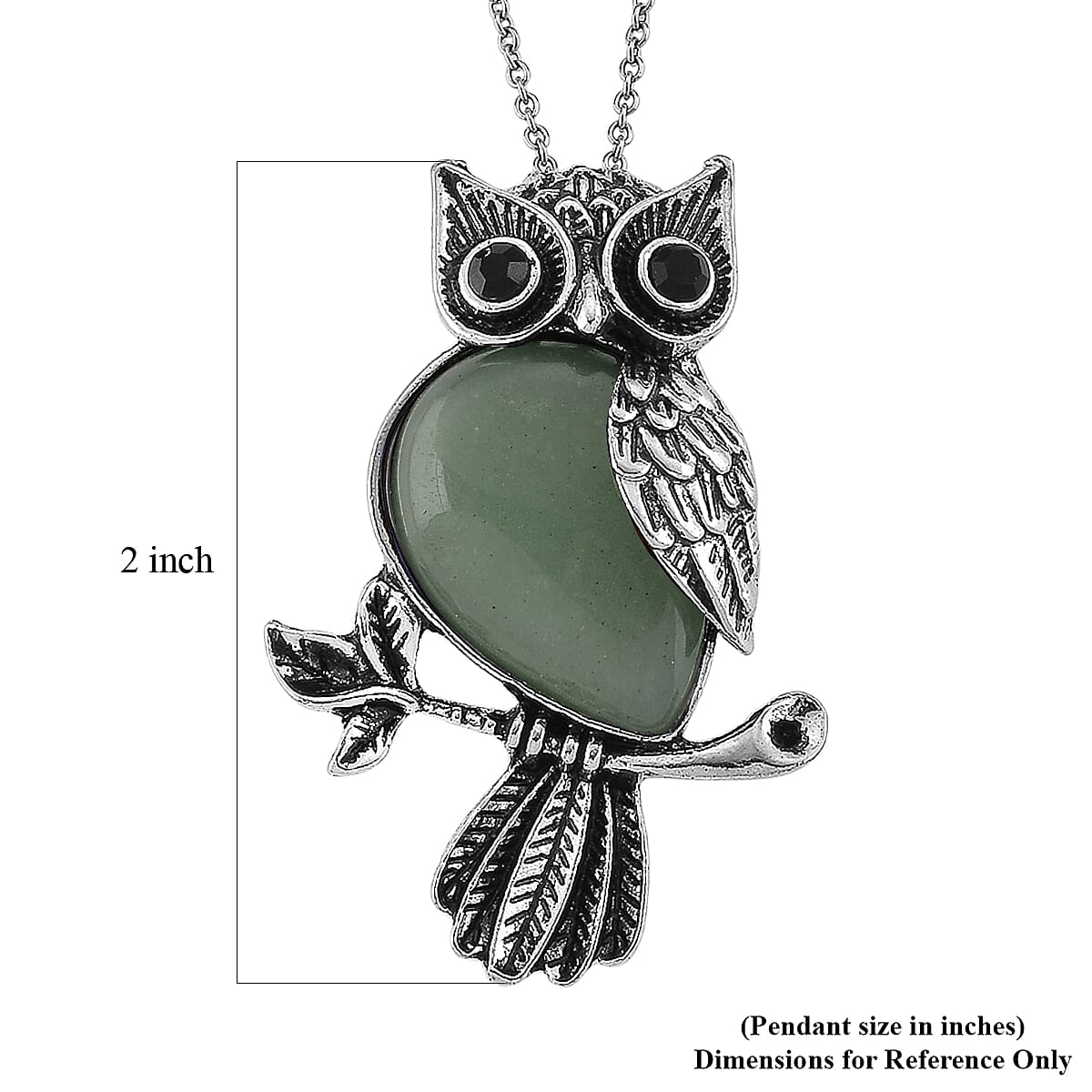 Green Aventurine & Black Crystal 33.00 ctw Pendant in Silvertone with Stainless Steel Necklace 20 Inches image number 6