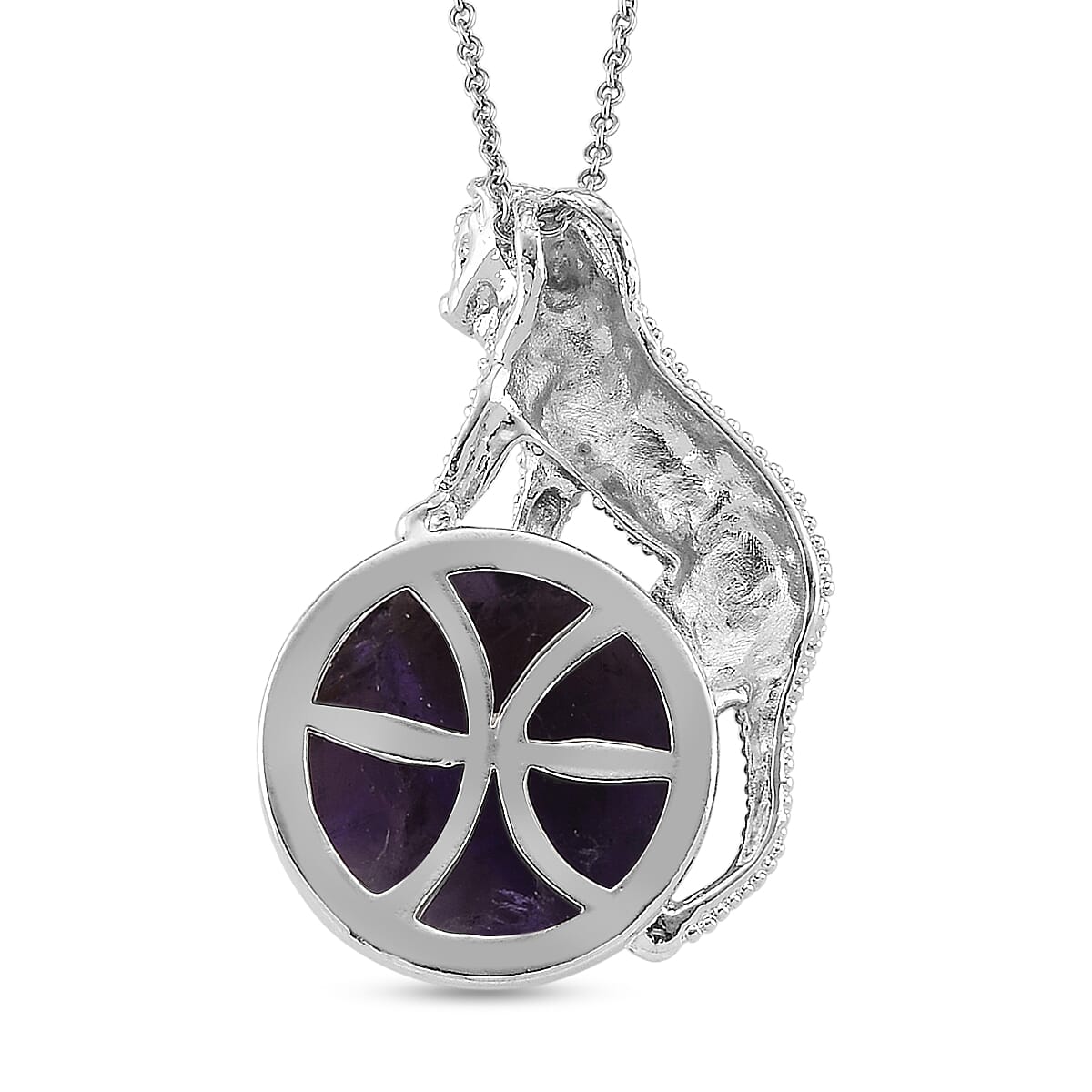 African Amethyst 38.00 ctw Pendant in Silvertone with Stainless Steel Necklace 20 Inches image number 4