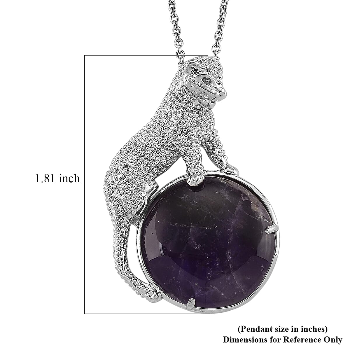 African Amethyst 38.00 ctw Pendant in Silvertone with Stainless Steel Necklace 20 Inches image number 6
