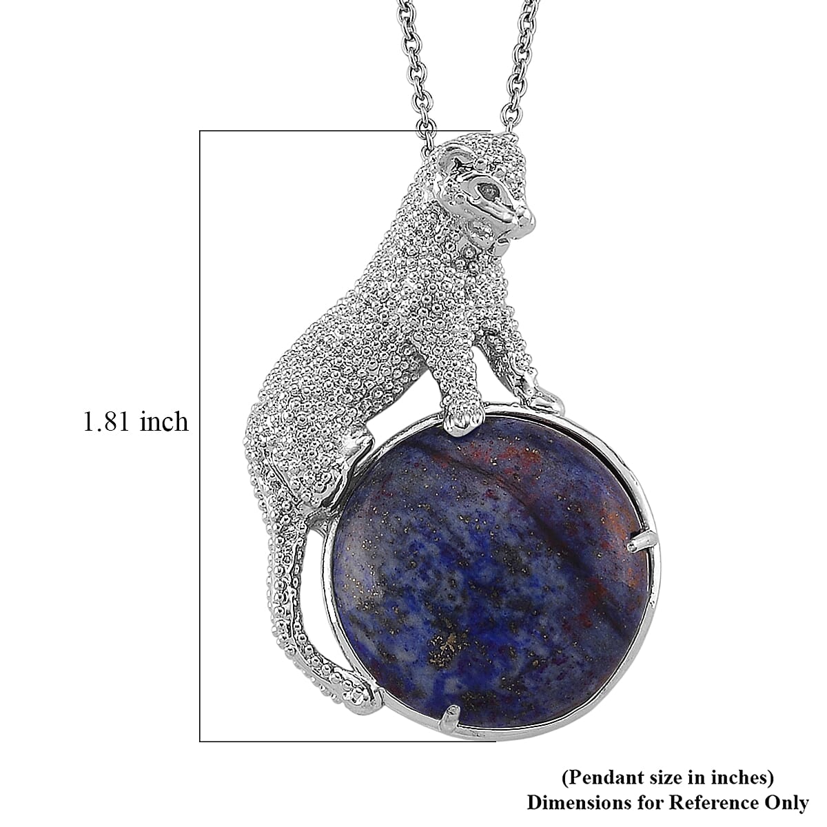 Lapis Lazuli 38.00 ctw Pendant in Silvertone with Stainless Steel Necklace 20 Inches image number 6