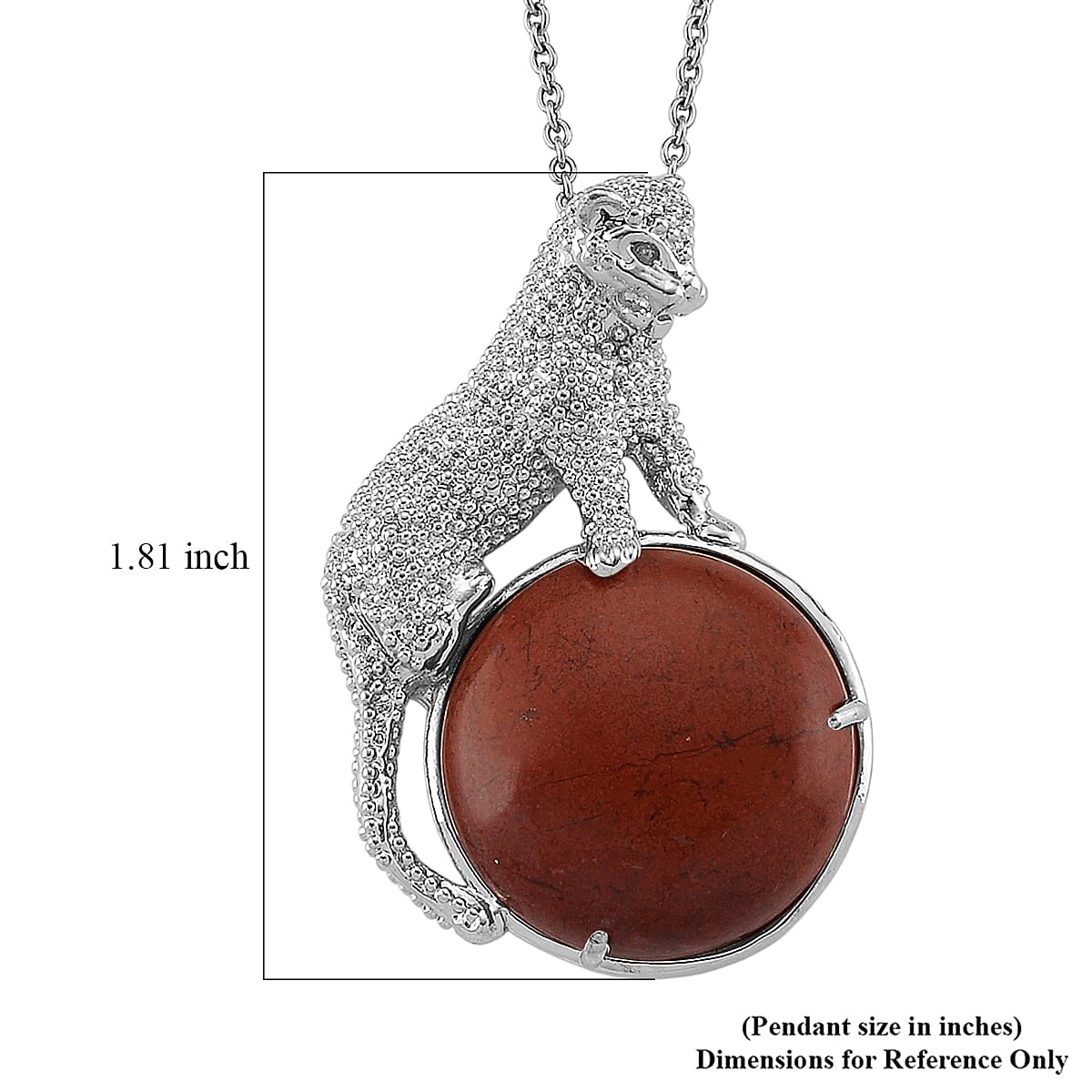 Red Jasper 38.00 ctw Pendant in Silvertone with Stainless Steel Necklace 20 Inches image number 6