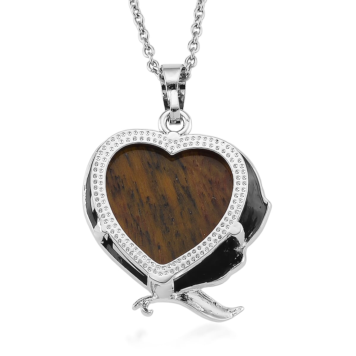 Yellow Tigers Eye 18.00 ctw Pendant in Silvertone with Stainless Steel Necklace 20 Inches
