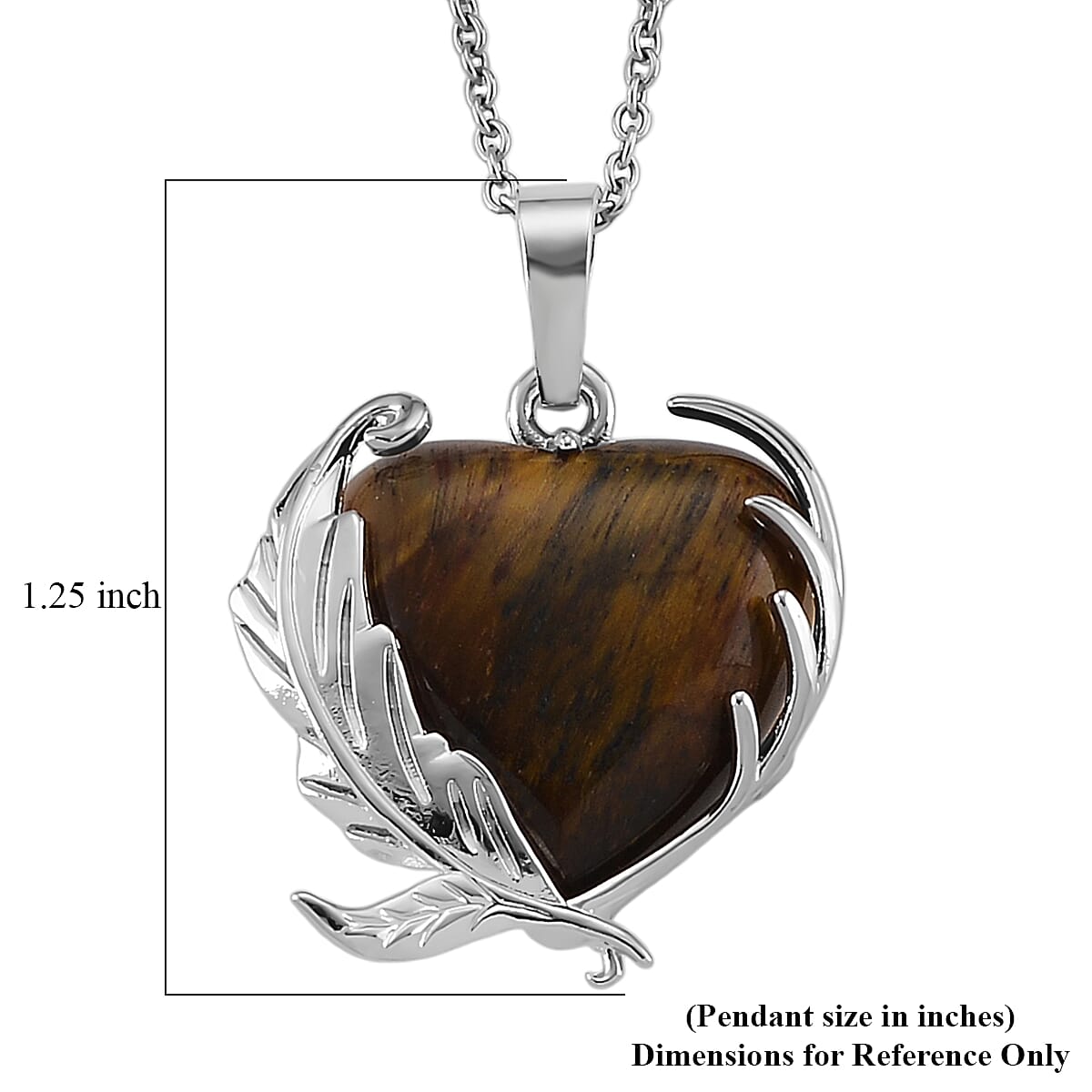 Yellow Tigers Eye 18.00 ctw Pendant in Silvertone with Stainless Steel Necklace 20 Inches