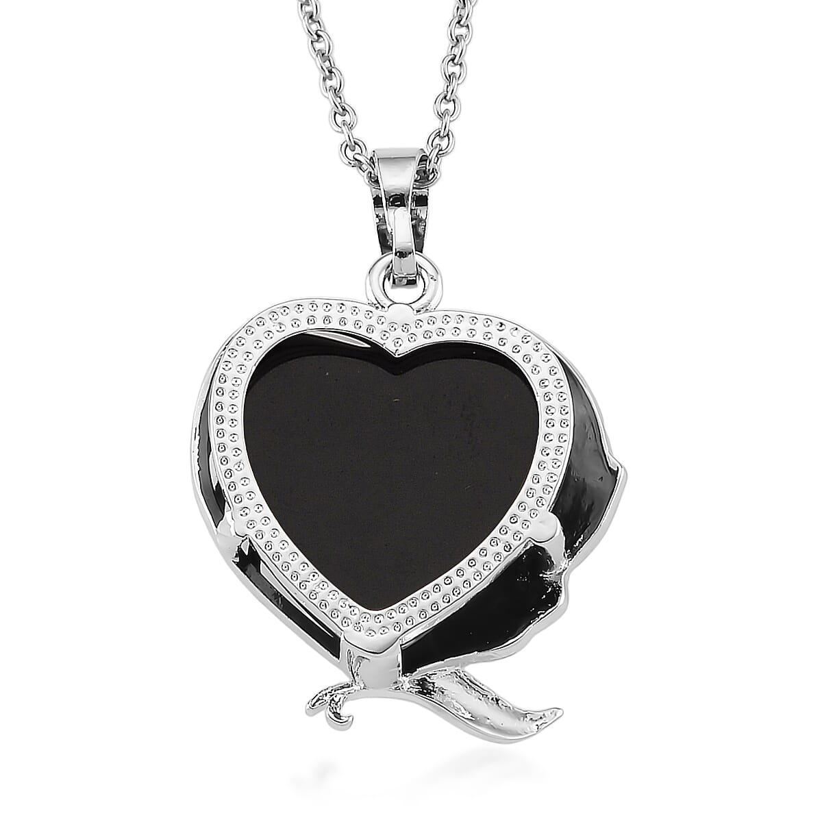 Black Obsidian 18.00 ctw Pendant in Silvertone with Stainless Steel Necklace 20 Inches image number 4