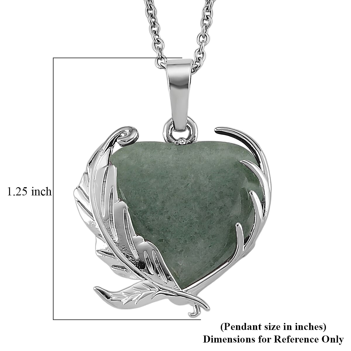 Green Aventurine 18.00 ctw Pendant in Silvertone with Stainless Steel Necklace 20 Inches