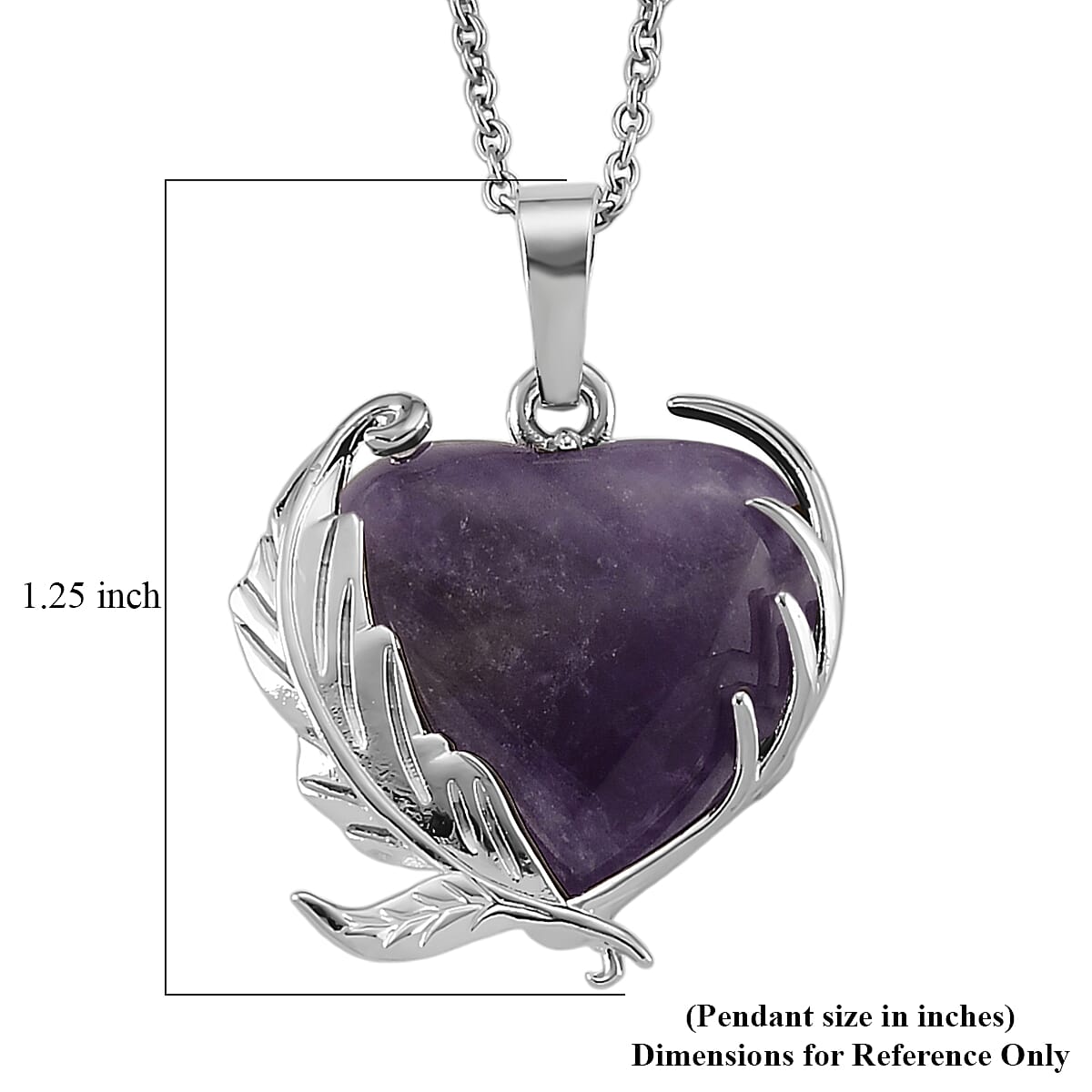 African Amethyst 18.00 ctw Pendant in Silvertone with Stainless Steel Necklace 20 Inches