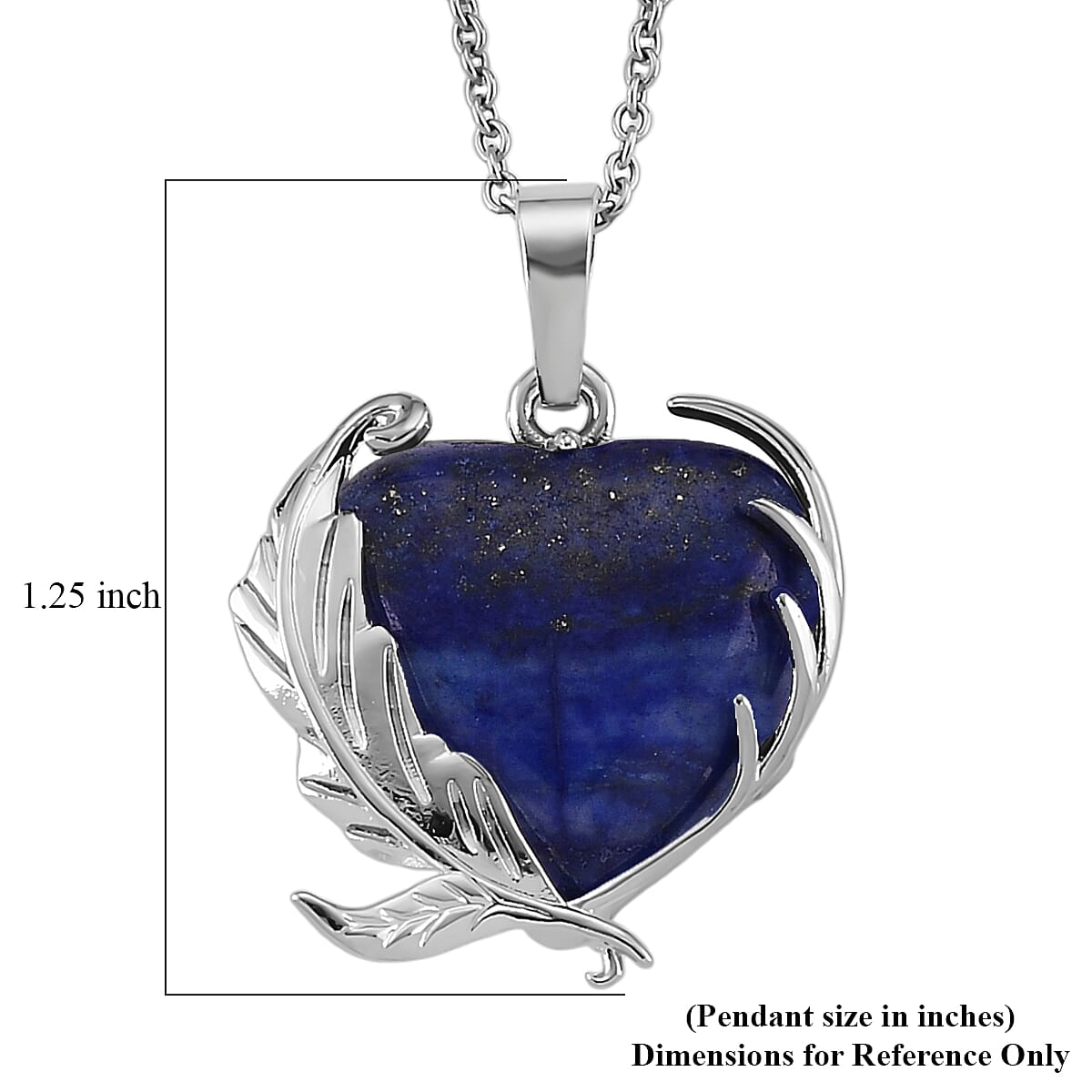 Lapis Lazuli 18.00 ctw Pendant in Silvertone with Stainless Steel Necklace 20 Inches