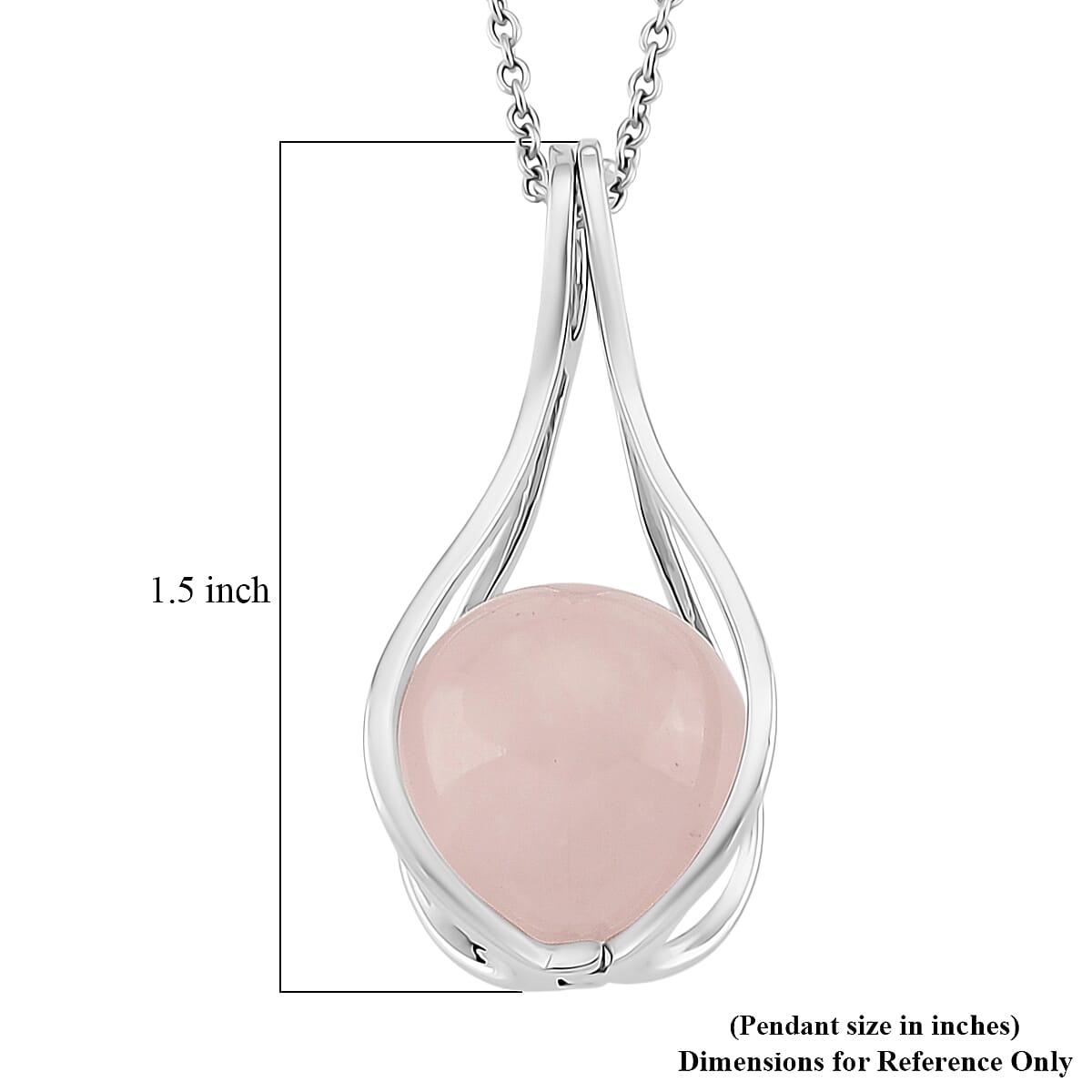 Rose Quartz 23.00 ctw Pendant in Silvertone with Stainless Steel Necklace 20 Inches