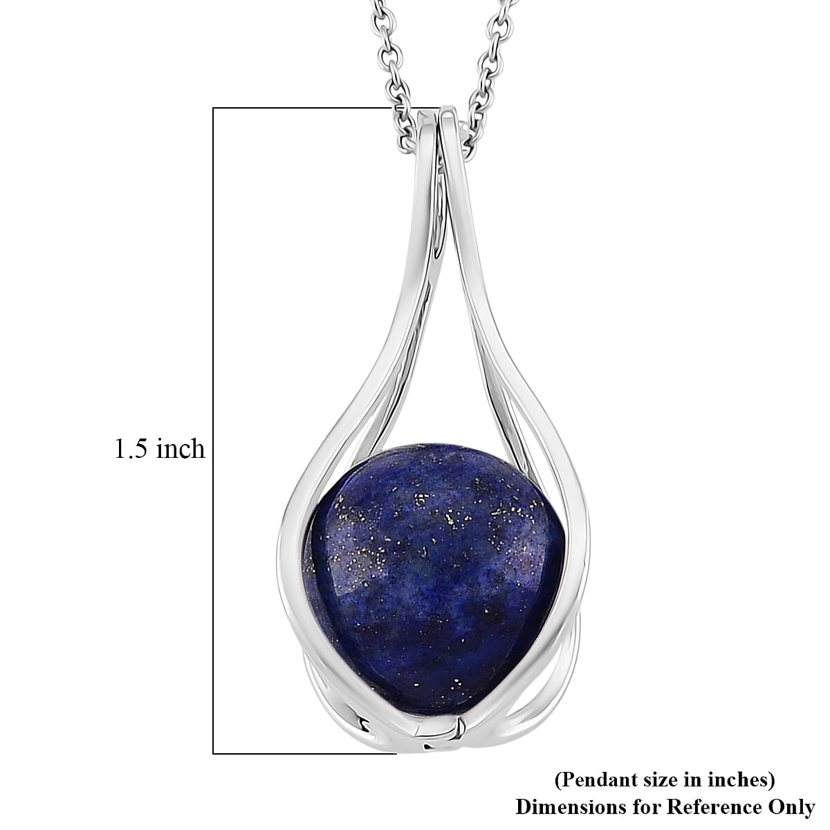 Lapis Lazuli 23.00 ctw Pendant in Silvertone with Stainless Steel Necklace 20 Inches image number 5